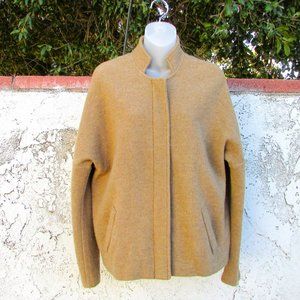 Eileen Fisher tan wool zipper front knit jacket M